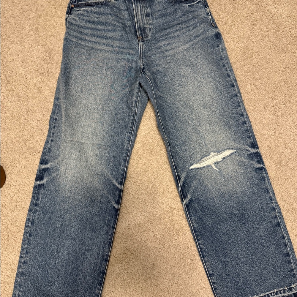 Express Relaxed Fit Distressed Blue Jeans